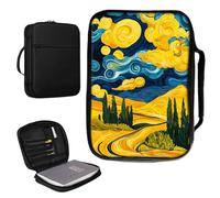 Housse de bible pour homme et femme en cuir synthétique avec poignée et poche zippée pour étude de bible de taille standard et grande 27,7 x 19,8 x 4,8 cm - Arbre de montagne