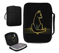 Housse de bible pour homme et femme en cuir synthétique avec poignée et poche zippée pour études bibles de taille standard et grande 27,7 x 19,8 x 4,8 cm - Chats mignons