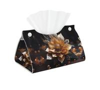 Housse de boîte à mouchoirs blanche délicate avec imprimé fleur de lotus - Organiseur de papier facial long moderne en cuir synthétique pour voiture, chambre à coucher