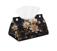 Housse de boîte à mouchoirs bohème avec imprimé lotus doré - Long organiseur de papier facial moderne en cuir synthétique pour voiture, chambre à coucher