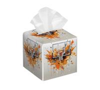 Housse de boîte à mouchoirs carrée en cuir - Aquarelle - Panier de basket-ball - Distributeur de papier facial pour table, salle de bain, table de voiture, etc