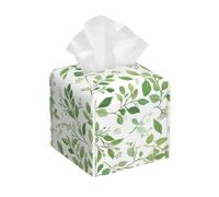 Housse de boîte à mouchoirs carrée en cuir avec feuille verte, décoration de chambre pour salle de bain, cuisine, bureau, tables de nuit
