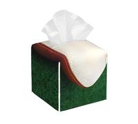 Housse de boîte à mouchoirs carrée en cuir imprimé ballon de rugby blanc avec ceinture inférieure, pour décoration moderne de maison et de bureau