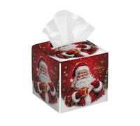 Housse de boîte à mouchoirs carrée en cuir - Joli Père Noël - Distributeur de papier pour le visage - Pour salle de bain, table de salle de bain, voiture