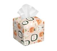 Housse de boîte à mouchoirs carrée en cuir - Motif boule de riz - Distributeur de papier pour décoration moderne de maison et bureau/chambre/salle de bain