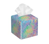 Housse de boîte à mouchoirs carrée en cuir, motif tourbillon arc-en-ciel, distributeur de papier pour salle de bain, table de voiture, etc