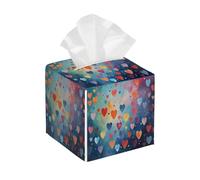 Housse de boîte à mouchoirs carrée en cuir pour la Saint-Valentin, petits cœurs colorés, distributeur de papier pour salle de bain, table de voiture, etc