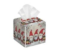 Housse de boîte à mouchoirs carrée en cuir pour Noël, hiver, vacances, forêt enneigée avec joli nain, distributeur de papier pour le visage, salle de bain, table de voiture, etc