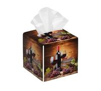 Housse de boîte à mouchoirs carrée en cuir synthétique pour bouteilles de vin rouge - Organiseur cube pour voiture, salle de bain, bureau, maison, bureau
