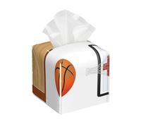 Housse de boîte à mouchoirs carrée en cuir synthétique pour terrain de basket-ball