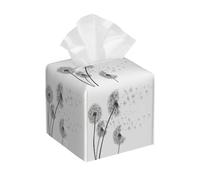 Housse de boîte à mouchoirs carrée en cuir vintage classique avec motifs de pissenlits, fleurs, œuvres d'art, support de papier pour le visage, distributeur de papier pour table, salle de bain