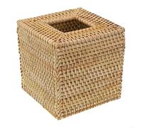 Housse de boîte à mouchoirs carrée en rotin tissé faite à la main pour papier toilette standard de 12,7 cm - Parfait pour salle de bain, salon, bureau