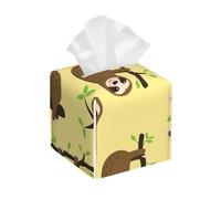 Housse de boîte à mouchoirs carrée imperméable avec imprimé paresseux sur citrons jaunes pour salle de bain, cuisine, salon, Noël