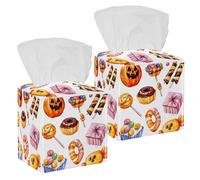 Housse de boîte à mouchoirs carrée, support décoratif pour salle de bain, salon, vanité, comptoir, bureau, voiture, bureau, bonbons et collations colorés d'Halloween