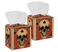 Housse de boîte à mouchoirs carrée, support décoratif pour salle de bain, salon, vanité, comptoir, bureau, voiture, bureau, tête de mort