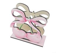 Housse de boîte à mouchoirs en bois avec cœur rose et nœud, porte-serviettes en pin rustique pour bureau, organiseur décoratif pour maison, bureau, mariage (C)