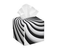 Housse de boîte à mouchoirs en cuir à impression spirale illusion d'optique gif - Organiseur pliable pour salle de bain, salon, bureau, voiture - Rangement facile