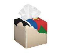 Housse de boîte à mouchoirs en cuir avec motif carte du Soudan du Sud avec étoiles jaunes - Élégant sac à mouchoirs pour la maison, le bureau, la voiture