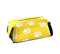 Housse de boîte à mouchoirs en cuir avec motif empreintes de pattes jaunes pour salle de bain et voiture, 24 x 13 x 9,1 cm