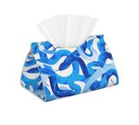 Housse de boîte à mouchoirs en cuir double face pour bureau, maison, spa, bureau, salle de bain, chambre à coucher, coiffeuse, comptoir, table de nuit, bureau, voiture, imprimé serpent bleu