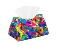 Housse de boîte à mouchoirs en cuir imprimé coloré avec motif de pulvérisation - Organiseur décoratif pour salle de bain, chambre à coucher, bureau, voiture