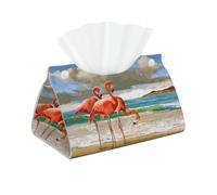 Housse de boîte à mouchoirs en cuir imprimé flamant rose, convient pour les tables à manger, les bureaux et les salons.