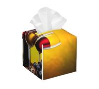 Housse de boîte à mouchoirs en cuir imprimé raisin pour bouteilles de vin et boissons, sac à mouchoirs élégant, support de boîte à mouchoirs pour la maison, le bureau, la voiture