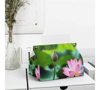Housse de boîte à mouchoirs en Cuir synthétique, Motif Fleurs de Lotus, étui carré décoratif, Porte-Papier hygiénique, Distributeur de Papier hygiénique pour Cuisine et Salle de Bain