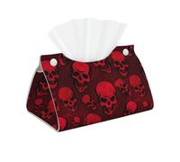 Housse de boîte à mouchoirs en similicuir de haute qualité Motif crânes rouges