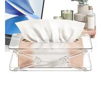 Housse de boîte à mouchoirs | Hub automatique de rangement à ressort | Distributeur de mouchoirs transparent | Pour table de chevet, table d'appoint, coiffeuse, salon, commode, table à manger, lieu de