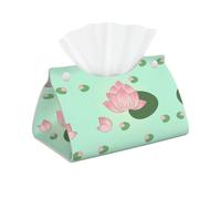 Housse de boîte à mouchoirs imprimée de fleurs de lotus en attente de floraison - Organiseur de papier facial long moderne en cuir synthétique pour voiture, chambre à coucher
