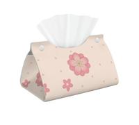 Housse de boîte à mouchoirs imprimée petites fleurs de cerisier roses - Organiseur de papier facial long moderne en cuir synthétique pour voiture, chambre à coucher