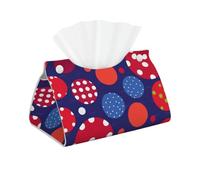Housse de boîte à mouchoirs longue en cuir avec imprimé à pois rouges et blancs pour la maison, le bureau, la salle de bain, la voiture