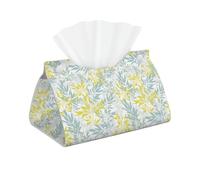 Housse de boîte à mouchoirs longue et moderne, pliable en cuir, accessoires pour salle de bain, bureau, voiture, table, décoration d'intérieur, feuilles jaunes