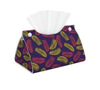 Housse de boîte à mouchoirs longue et moderne, pliable en cuir, accessoires pour salle de bain, bureau, voiture, table, décoration d'intérieur, boîte à mouchoirs à plumes rouges et jaunes