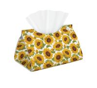 Housse de boîte à mouchoirs longue et moderne, pliable en cuir, accessoires pour salle de bain, bureau, voiture, table, décoration d'intérieur, boîte à mouchoirs tournesols jaunes