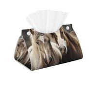 Housse de boîte à mouchoirs moderne en cuir - Support décoratif - Deux chevaux - Étanche - Distributeur de papier facial pour coiffeuse de voiture