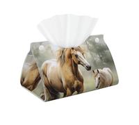 Housse de boîte à mouchoirs moderne en cuir - Support décoratif pour mouchoirs en forme d'animaux, broderie, peintures de chevaux - Imperméable - Distributeur de papier pour coiffeuse de voiture