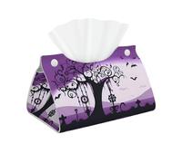 Housse de boîte à mouchoirs pliable en cuir pour bureau, maison, spa, bureau, salle de bain, chambre à coucher, coiffeuse, comptoir, table de nuit, bureau, voiture, motif gothique effrayant violet et
