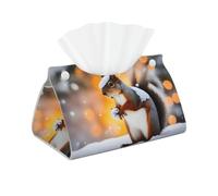 Housse de boîte à mouchoirs pliable en cuir pour bureau, maison, spa, bureau, salle de bain, chambre à coucher, coiffeuse, comptoir, table de nuit, bureau, voiture, motif écureuil de Noël