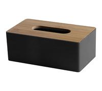 Housse de boîte à mouchoirs rectangulaire avec couvercle en bois, résistante à la poussière, moderne, simple, pour table, salle de bain, voiture, bureau, 21,6 x 11,9 x 8,6 cm, noir
