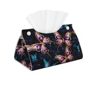 Housse de boîte à mouchoirs rectangulaire en cuir synthétique avec deux papillons colorés, distributeur de lingettes pour salle de bain, chambre à coucher, coiffeuse, comptoir, bureau, voiture