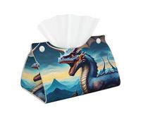 Housse de boîte à mouchoirs rectangulaire moderne en cuir synthétique motif dragon rugissant, distributeur de lingettes pour salle de bain, chambre à coucher, coiffeuse, comptoir, bureau, voiture