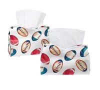 Housse de boîte à mouchoirs rectangulaire pour salle de bain, coiffeuse, comptoir, table de nuit et bureaux - Motif ballon de rugby coloré