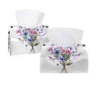 Housse de boîte à mouchoirs rectangulaire pour salle de bain, comptoirs, table de nuit et bureaux - Aquarelle fleurs sauvages et petites feuilles