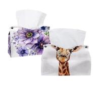 Housse de boîte à mouchoirs rectangulaire pour salle de bain, comptoirs, table de nuit et bureaux - Aquarelle mignonne girafe