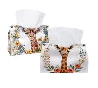 Housse de boîte à mouchoirs rectangulaire pour salle de bain, comptoirs, table de nuit et bureaux - Girafe dans une couronne florale