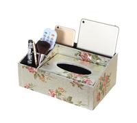 Housse de boîte à mouchoirs rectangulaire rétro avec rangement, support de boîte à mouchoirs multifonction en cuir synthétique avec boîte de papeterie, boîte à télécommande, porte-serviette décoratif