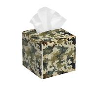 Housse de boîte à mouchoirs rétro classique en cuir PVC imperméable avec imprimé camouflage vert pour table basse, bureau, chambre, cuisine, salle de bain, voiture