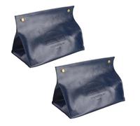 Housse de Boîte à Mouchoirs, Support de Boîte à Mouchoirs en Cuir PU Rectangulaire Couvre Organisateur Décoratif pour Voiture de Salle de Bain de Table (Bleu*2)